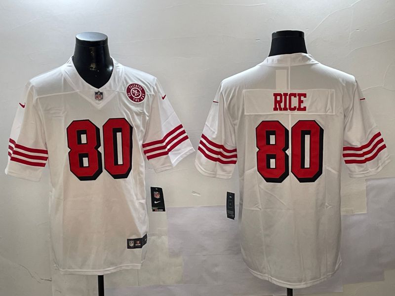 Men San Francisco 49ers #80 Rice White Throwback 2024 Nike Limited NFL Jersey style 01043->san francisco 49ers->NFL Jersey